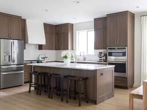 Walnut kitchen with a large island