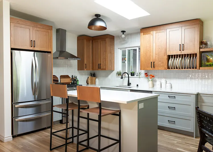 Two-tone cherry and sage kitchen remodel in Vancouver, WA