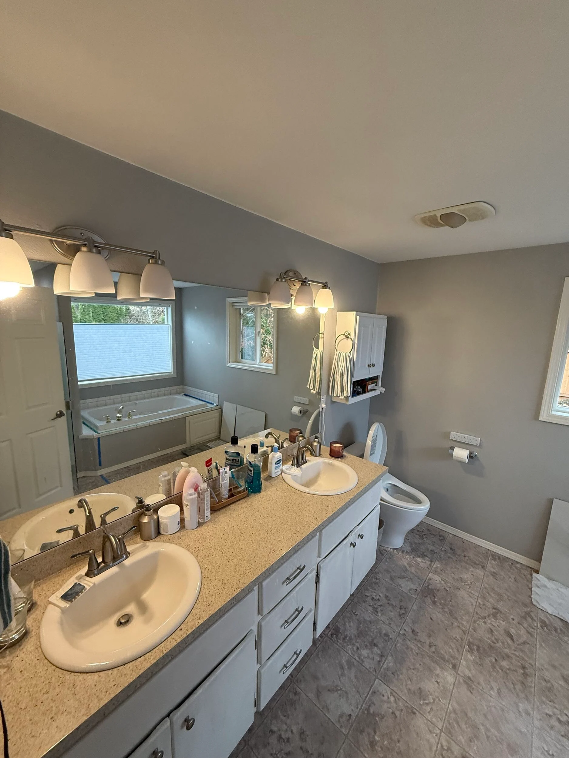 Minimalist Primary and Guest Bath Remodel in Camas, WA — before