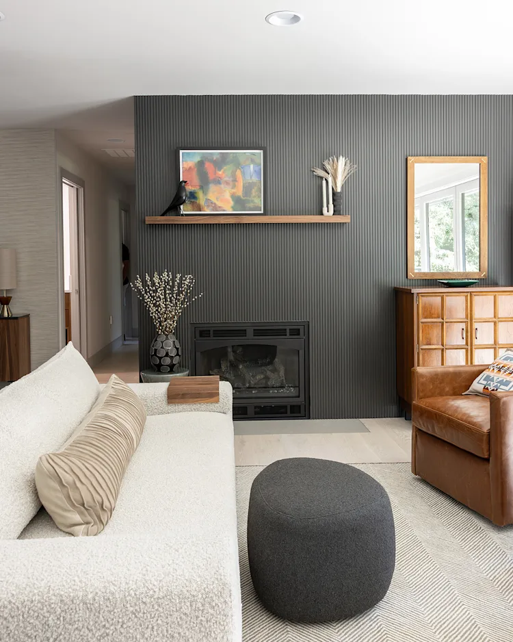 Whole-home living room with blue cabinetry in Vancouver, WA 98661 by JDI Construction