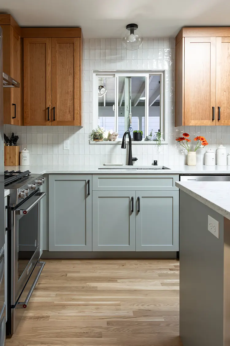 Two-Tone Cherry and Sage Kitchen Remodel in Vancouver, WA