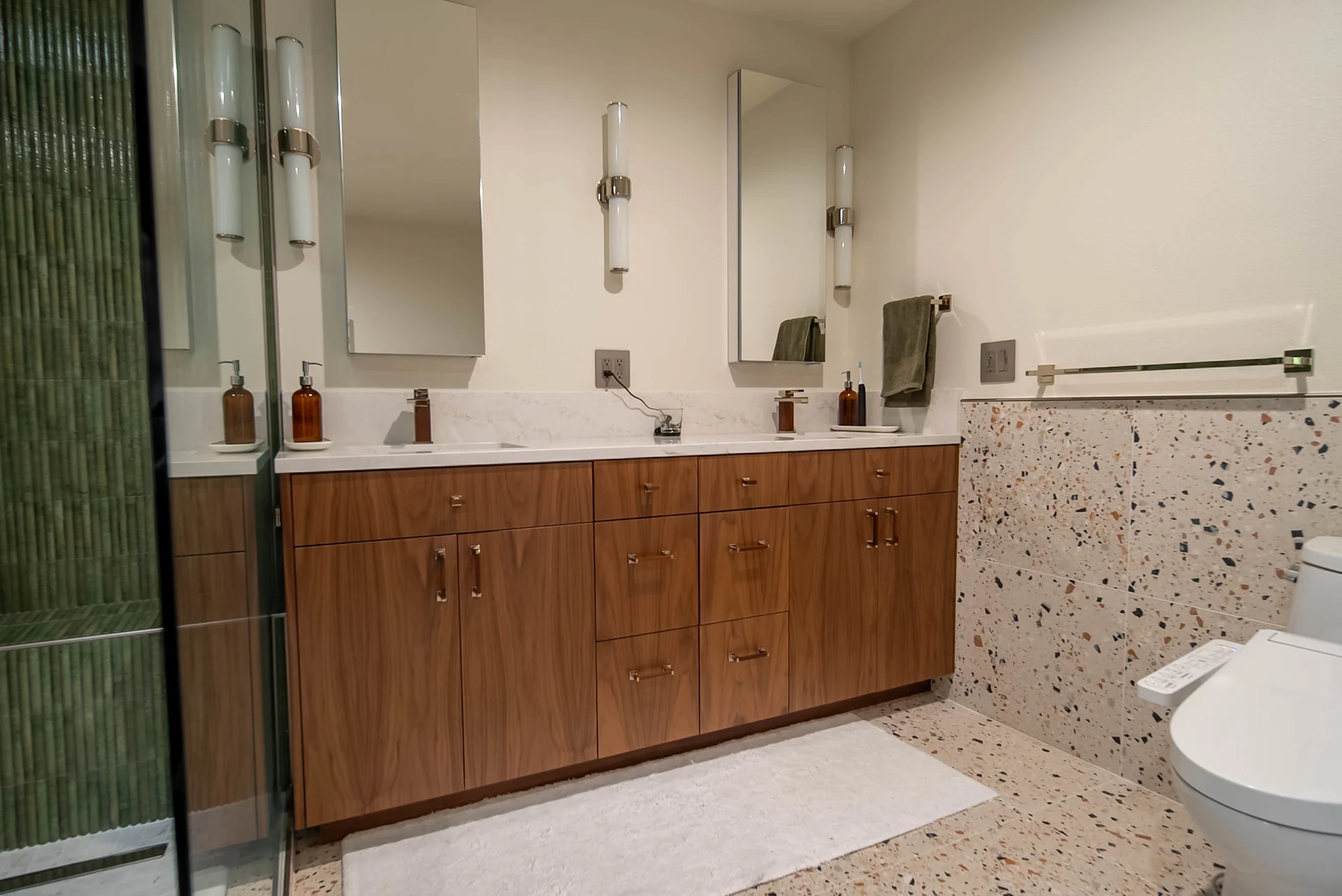 Walnut and Green Tile Primary Bath Remodel in Vancouver, WA